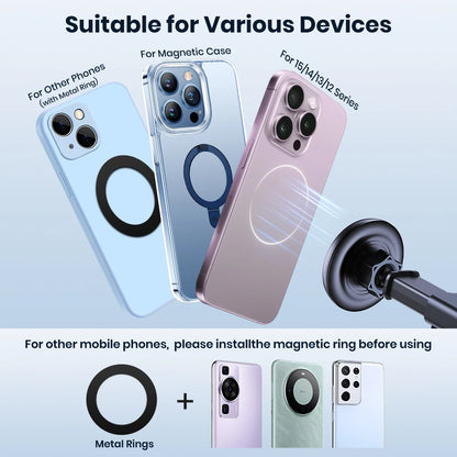 Mag-Safe Magnetic Car Phone Holder Car Mount for Windshield and Dashboard[Strong Suction]Adjustable Long Arm for Cellphones