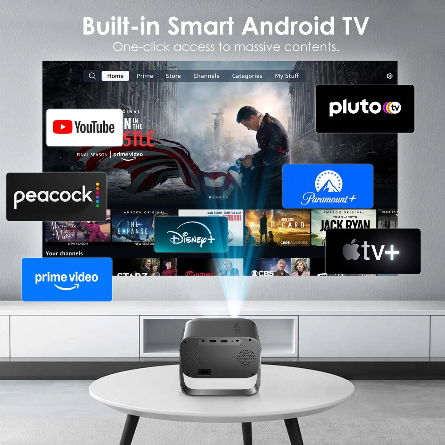 Portable Smart Projector Android11 5G Wifi6 Bluetooth5.2 Mini Beamer Home Cinema Theater Outdoor TV 4K Movie Projector