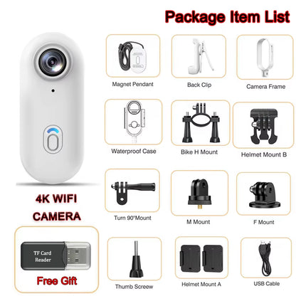 Travel Ready 4K Camera Mini HD 1080P Action Cam Wireless Wifi Bodycam Sport Recorder Pocket Lens Outdoor Adventure Photography