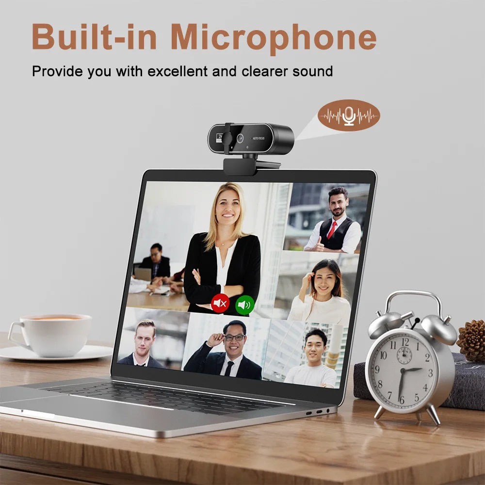 1080P Full HD Webcam with Built-In Microphone - USB Autofocus Camera for PC Laptop Ideal for Video Recording Conferencing