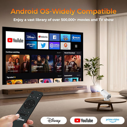 Mini Projector with Wifi and Bluetooth, Portable Projector Support 1080P, Auto Keystone,210° Rotation, Smart Projector with Build-In APP for Home Theater Night