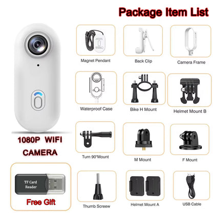 Travel Ready 4K Camera Mini HD 1080P Action Cam Wireless Wifi Bodycam Sport Recorder Pocket Lens Outdoor Adventure Photography