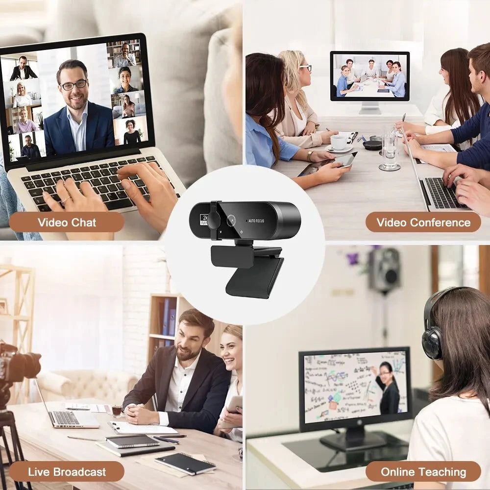 1080P Full HD Webcam with Built-In Microphone - USB Autofocus Camera for PC Laptop Ideal for Video Recording Conferencing