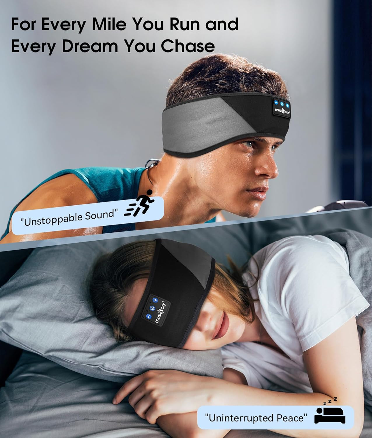 Sleep Headphones Bluetooth 5.4 Headband, Wireless Earphones Music Sleep Earbuds Sleeping Eye Mask with HD Stereo Speakers for Workout Running Travel Yoga, Ideal Gifts for Women Men