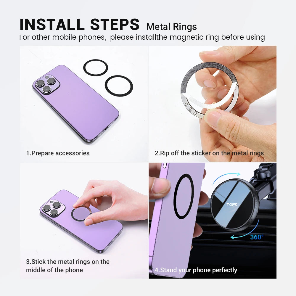 Mag-Safe Magnetic Car Phone Holder Car Mount for Windshield and Dashboard[Strong Suction]Adjustable Long Arm for Cellphones