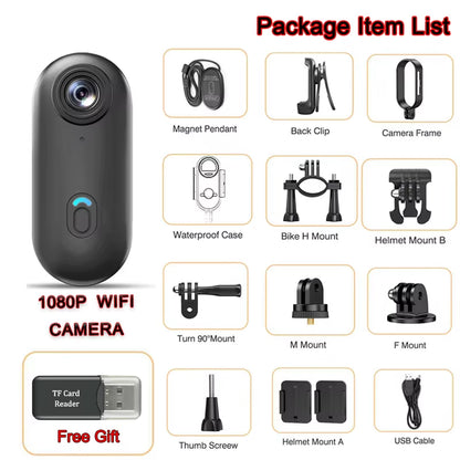 Travel Ready 4K Camera Mini HD 1080P Action Cam Wireless Wifi Bodycam Sport Recorder Pocket Lens Outdoor Adventure Photography