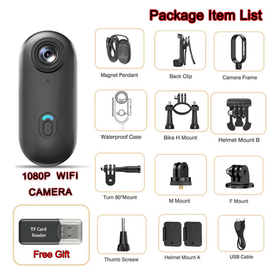 Travel Ready 4K Camera Mini HD 1080P Action Cam Wireless Wifi Bodycam Sport Recorder Pocket Lens Outdoor Adventure Photography