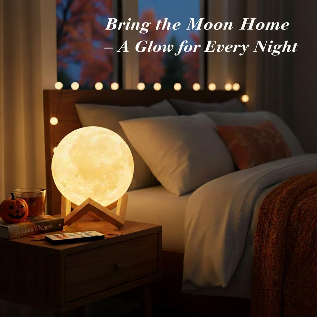 16-Color Lamp with Stand and Remote, Moon Lamp, LED Night Light with Dock, Creative Moon Light Uniq