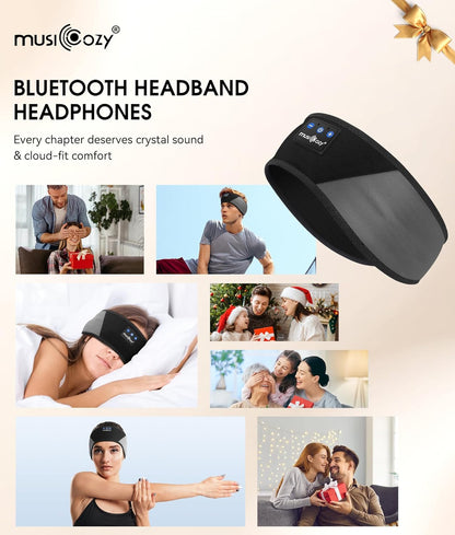 Sleep Headphones Bluetooth 5.4 Headband, Wireless Earphones Music Sleep Earbuds Sleeping Eye Mask with HD Stereo Speakers for Workout Running Travel Yoga, Ideal Gifts for Women Men