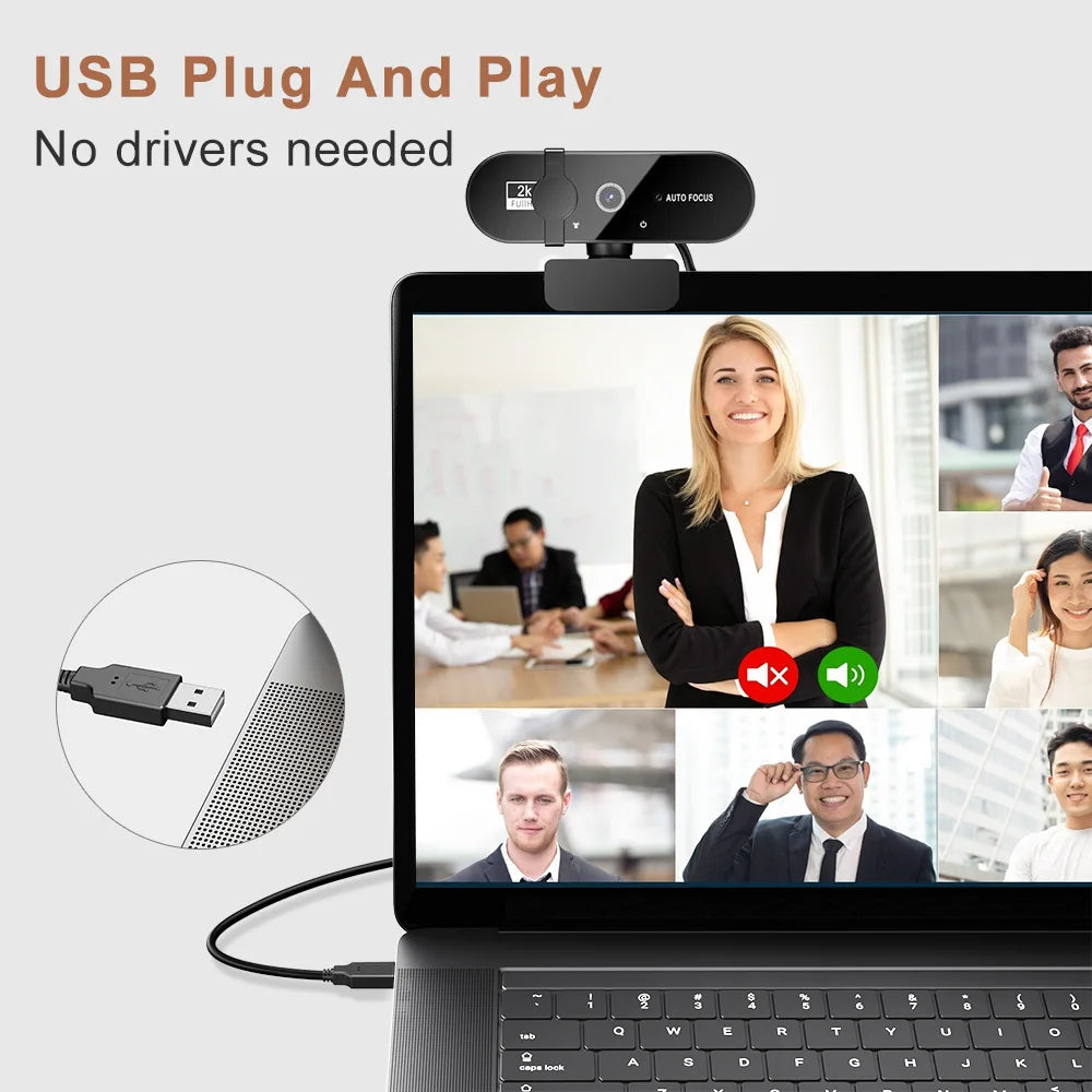 1080P Full HD Webcam with Built-In Microphone - USB Autofocus Camera for PC Laptop Ideal for Video Recording Conferencing